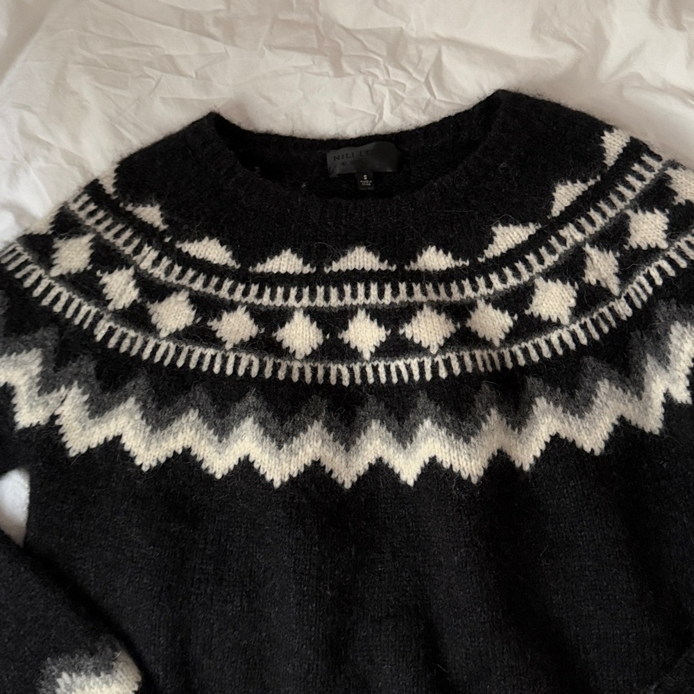 Nili Lotan Black and Cream Chevron Sweater - Picture 4 of 6